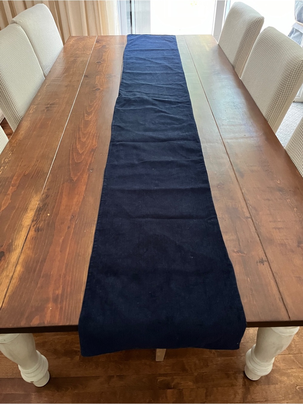 Simons Navy Blue Corduroy Table Runner 86” x 13”